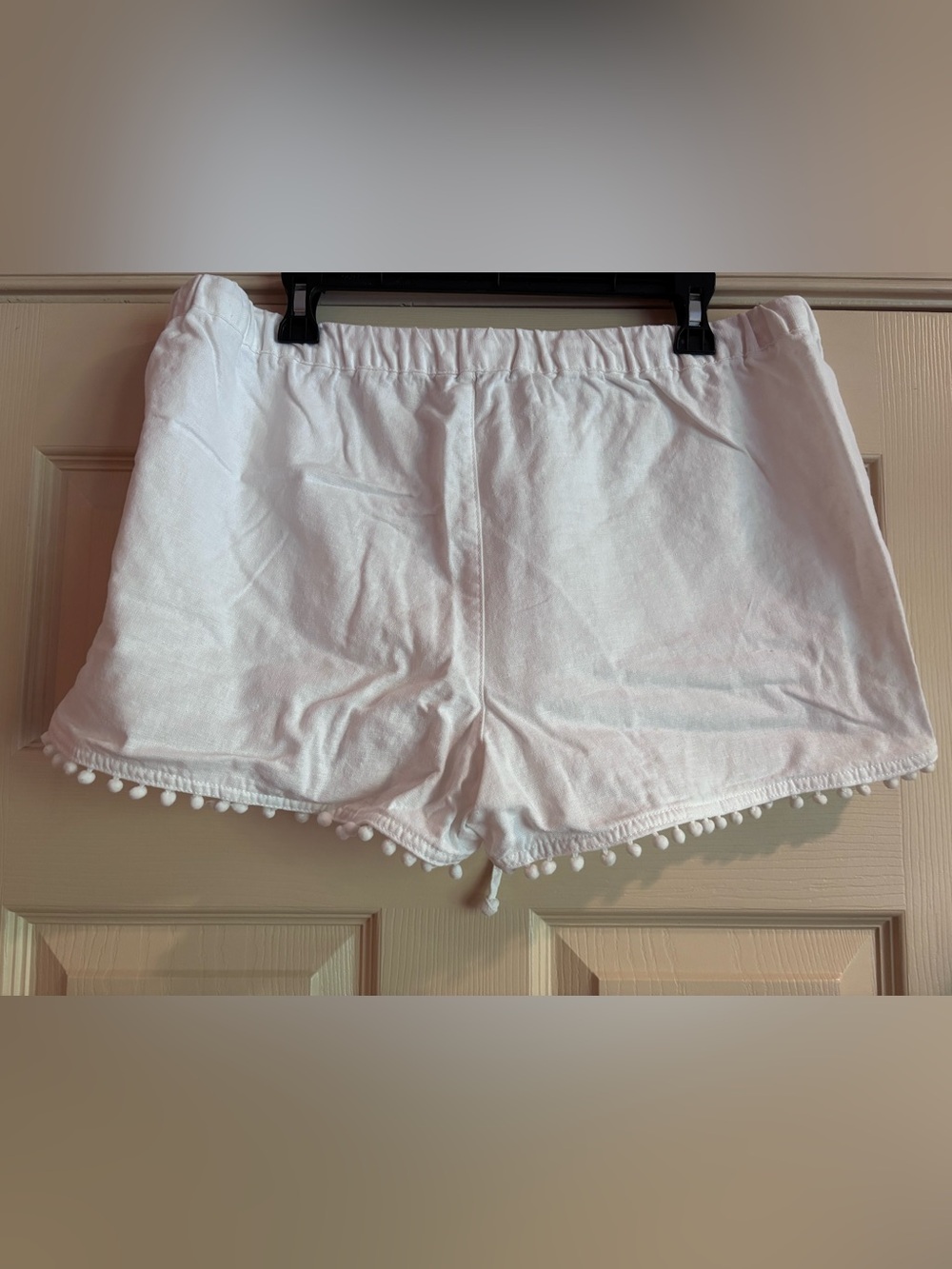 J. Crew White Pom-Pom Trim Cotton Linen Shorts 2.5” Inseam - Picture 4 of 6